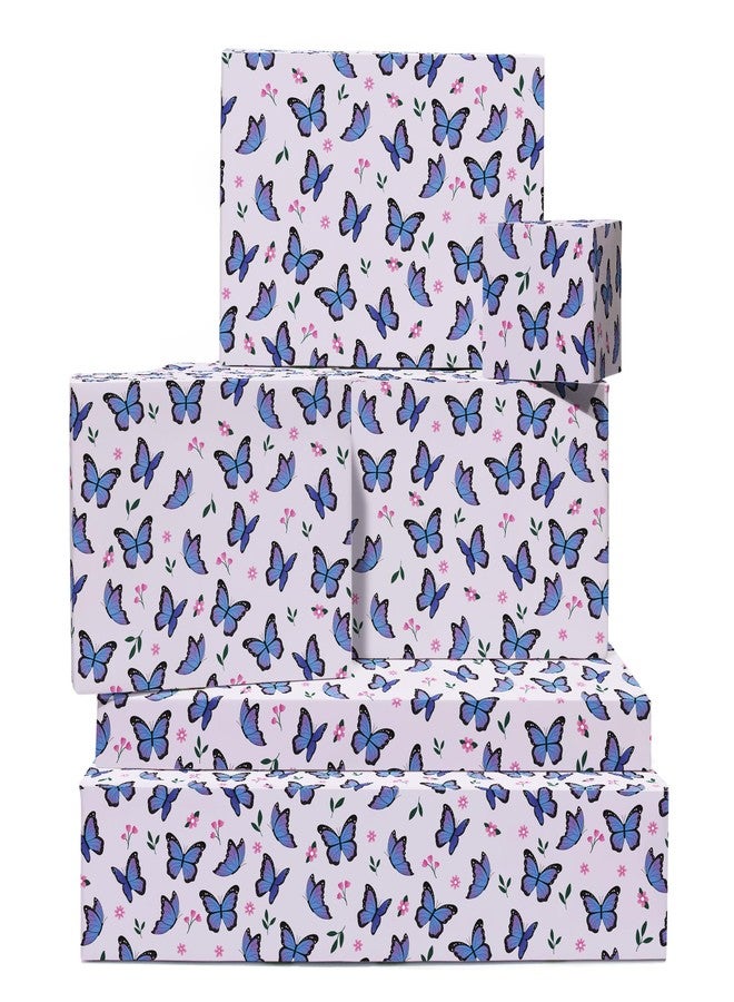 Central 23-6 Wrapping Paper Sheets - Purple Butterflies - GiftWrap for Girls Women - Birthday Gift Wrap - Recyclable - Made in the UK - Image 1